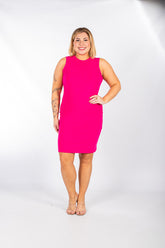 Vestido Rosa Tubinho Regata Plus Size